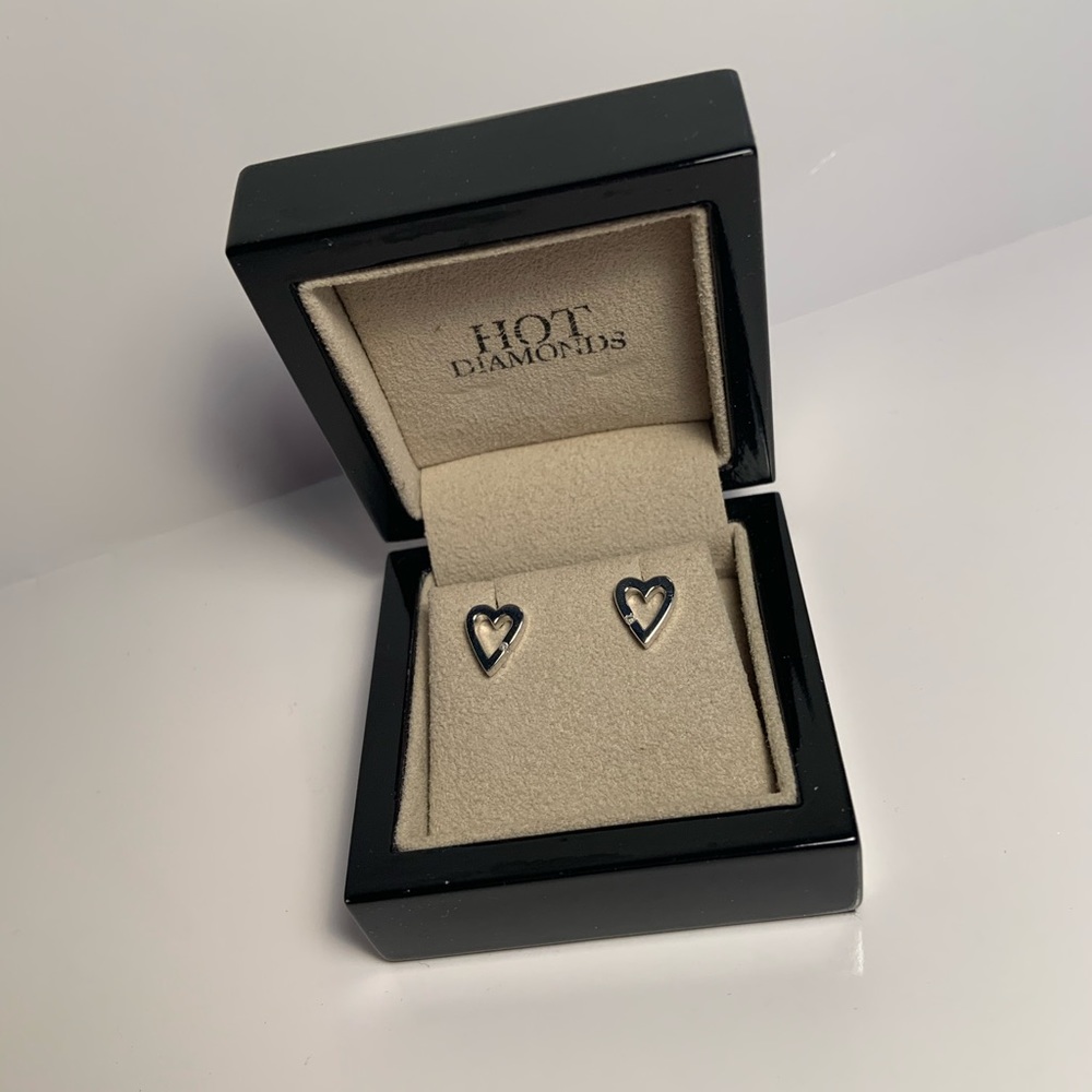 Heart Earrings with Small Diamonds